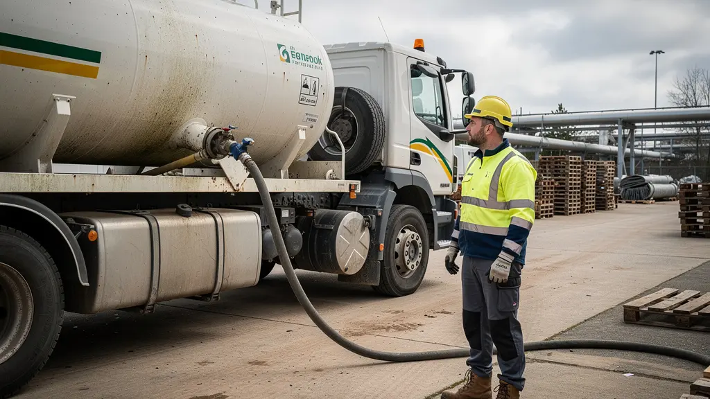 Livraison de propane sur site industriel avec camion-citerne